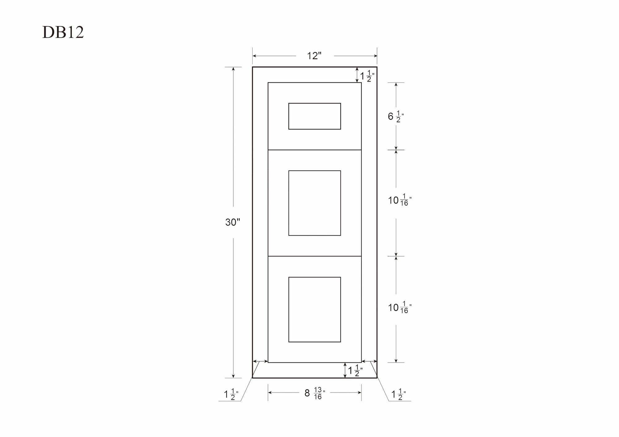 Snow White Shaker Inset Drawer Base Cabinet - Two Drawers - 36