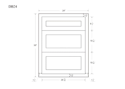 Drawer Base Cabinet - 12", 15", 18", 21", 24" & 27" Snow White Shaker Inset - Three Drawers