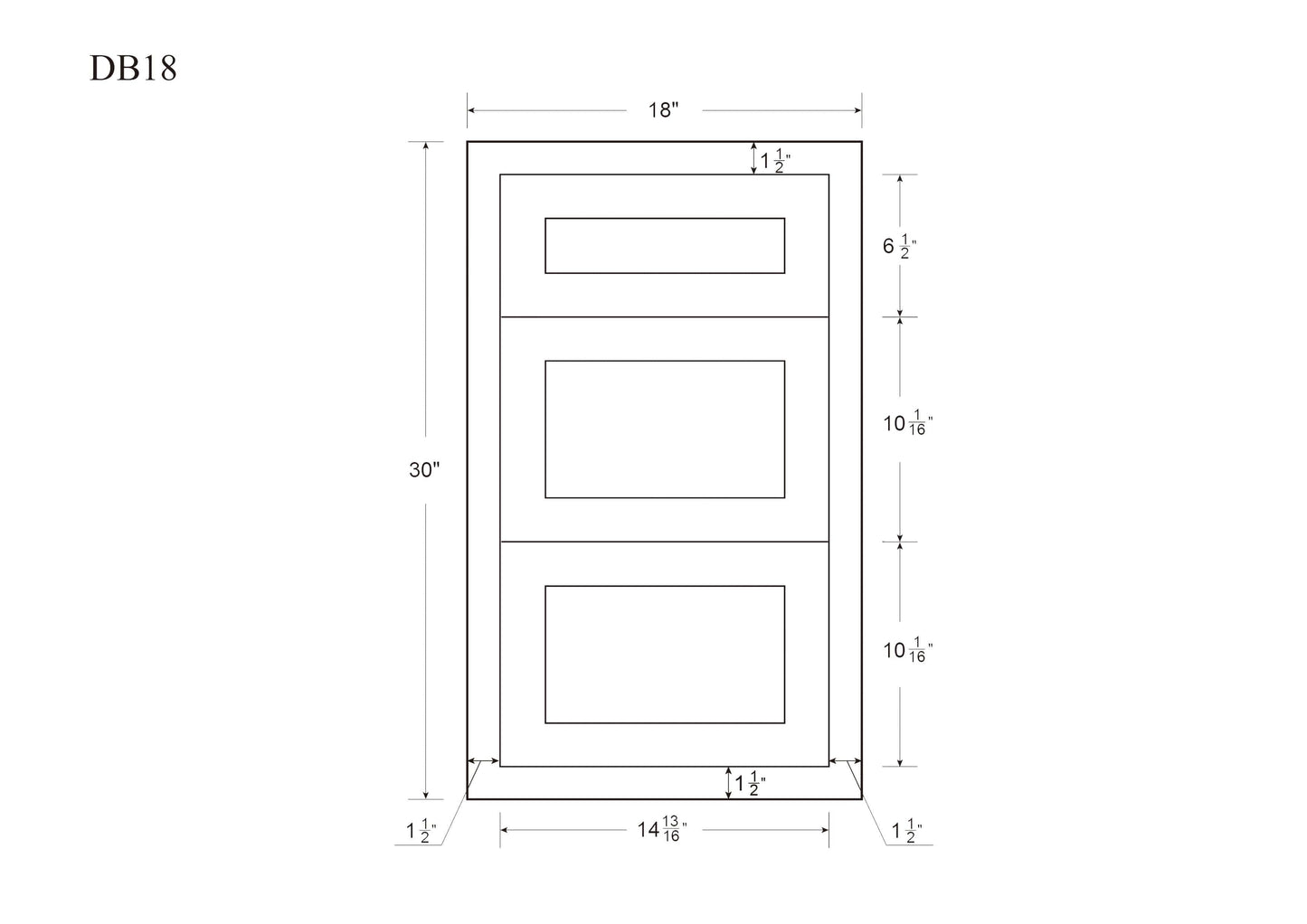 Drawer Base Cabinet - 12", 15", 18", 21", 24" & 27" Snow White Shaker Inset - Three Drawers