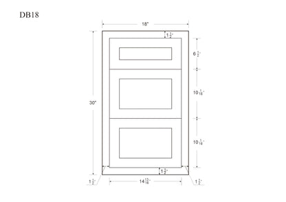 Drawer Base Cabinet - 12", 15", 18", 21", 24" & 27" Snow White Shaker Inset - Three Drawers