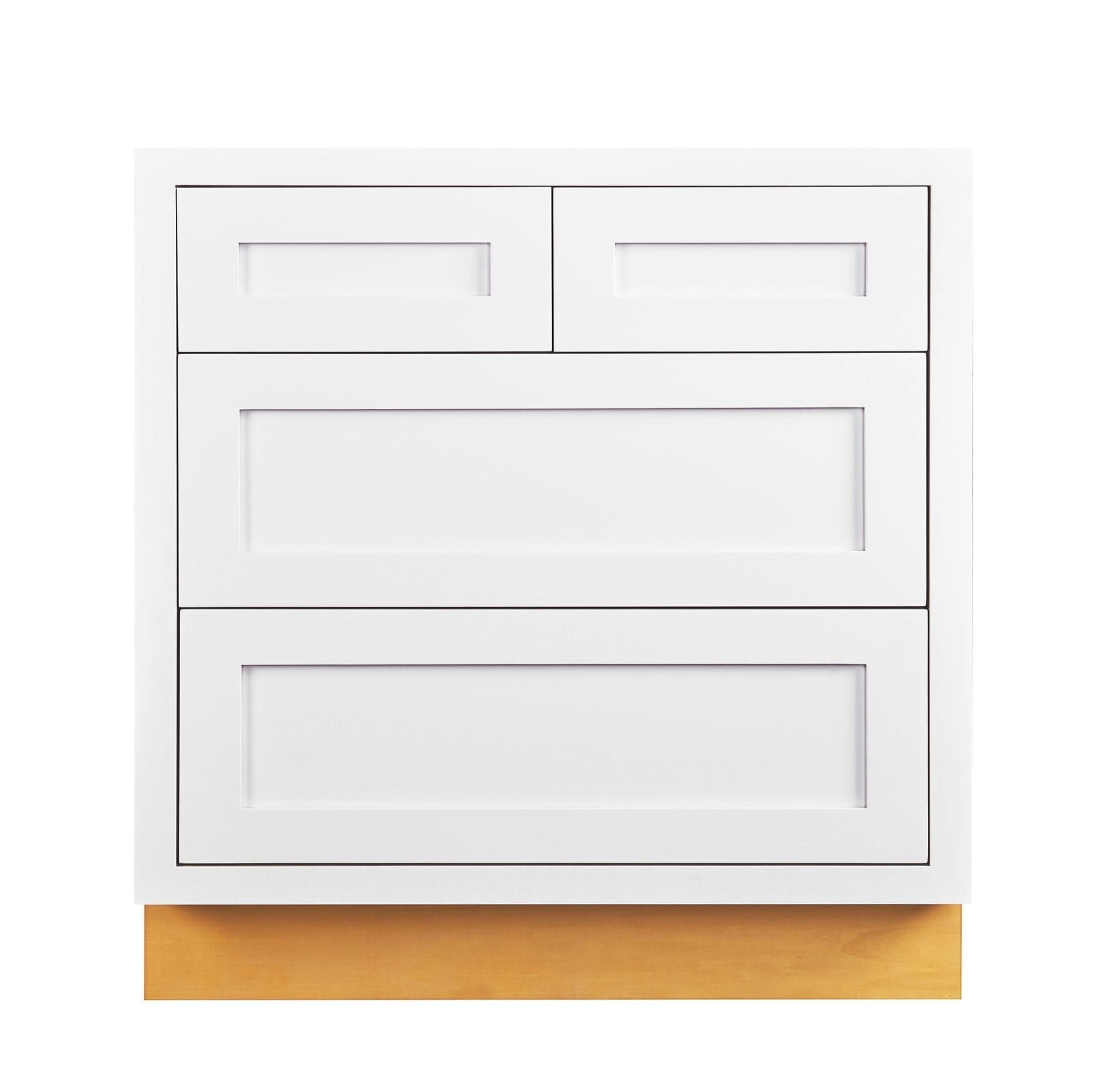 Snow White Shaker Inset Drawer Base Cabinet - 30"- 33"