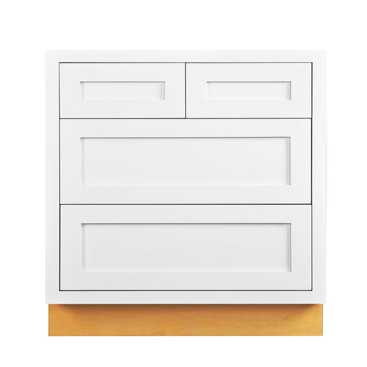 Snow White Shaker Inset Drawer Base Cabinet - 30"- 33"