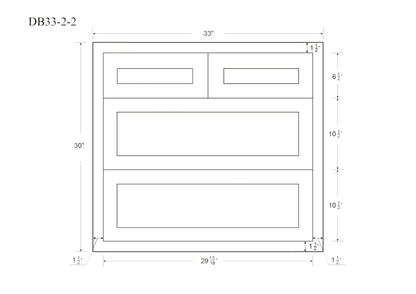 Drawer Base Cabinet - 30"- 33" Four Drawers - Snow White Shaker Inset
