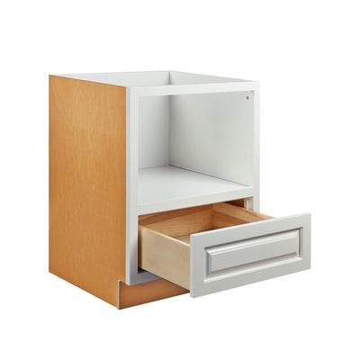 Vintage White Inset Raised Panel Microwave Base Cabinet - 27"