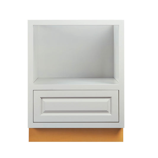 Vintage White Inset Raised Panel Microwave Base Cabinet - 27"