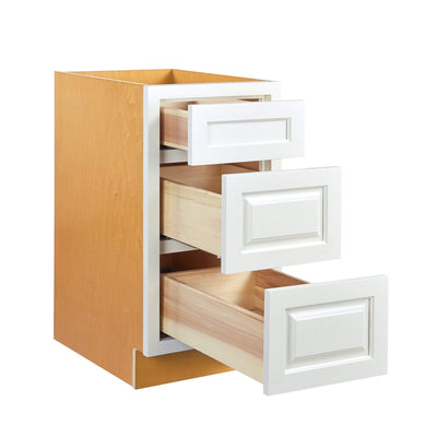 Vintage White Raised Panel Inset Drawer Base Cabinet - 12", 15", 18", 21", 24" & 27 Wide
