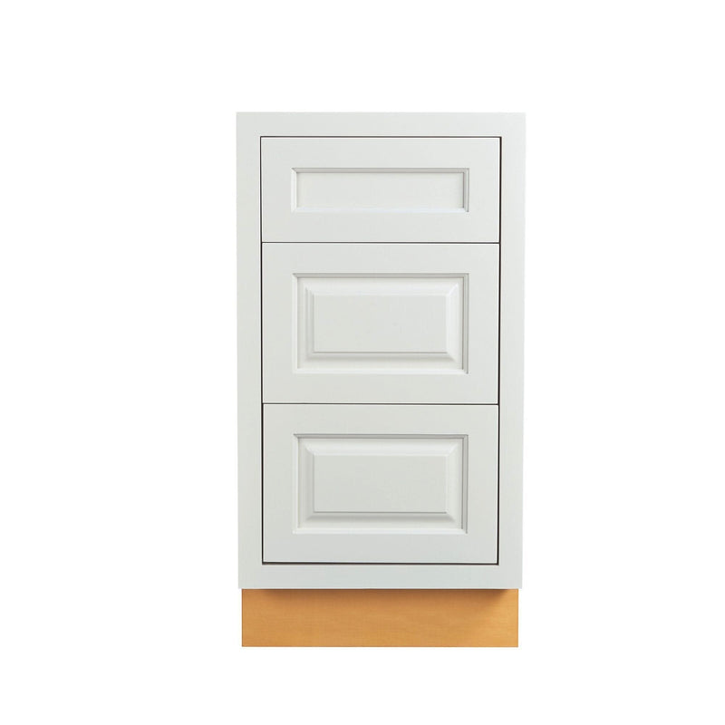 Vintage White Raised Panel Inset Drawer Base Cabinet - 12