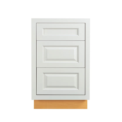 Vintage White Raised Panel Inset Drawer Base Cabinet - 12", 15", 18", 21", 24" & 27 Wide