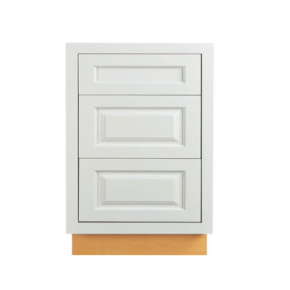 Vintage White Raised Panel Inset Drawer Base Cabinet - 12", 15", 18", 21", 24" & 27 Wide