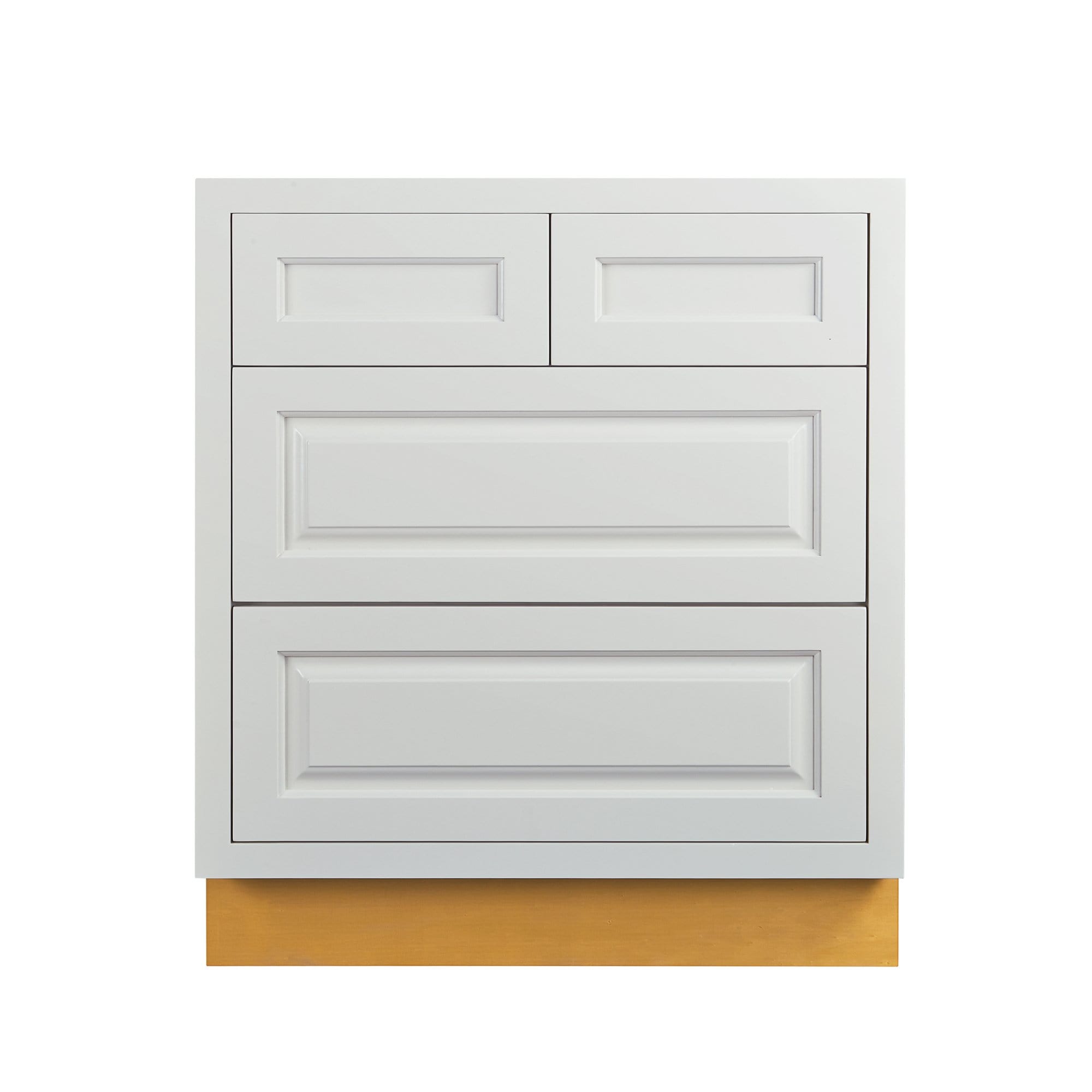 Vintage White Raised Panel Inset Drawer Base Cabinet - 30"- 33"