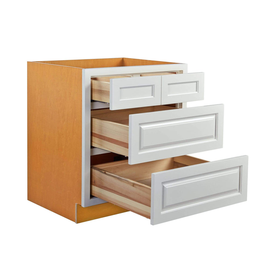 Vintage White Raised Panel Inset Drawer Base Cabinet - 30