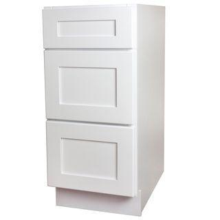 Drawer Base Cabinet White Shaker 3 Drawer Base Cabinet 12", 15", 18", 21", 24", 27", 30", 36" Inset Kitchen Cabinets