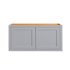 30" Wide Bridge Light Gray Inset Shaker Wall Cabinet - Double Door 15" Tall
