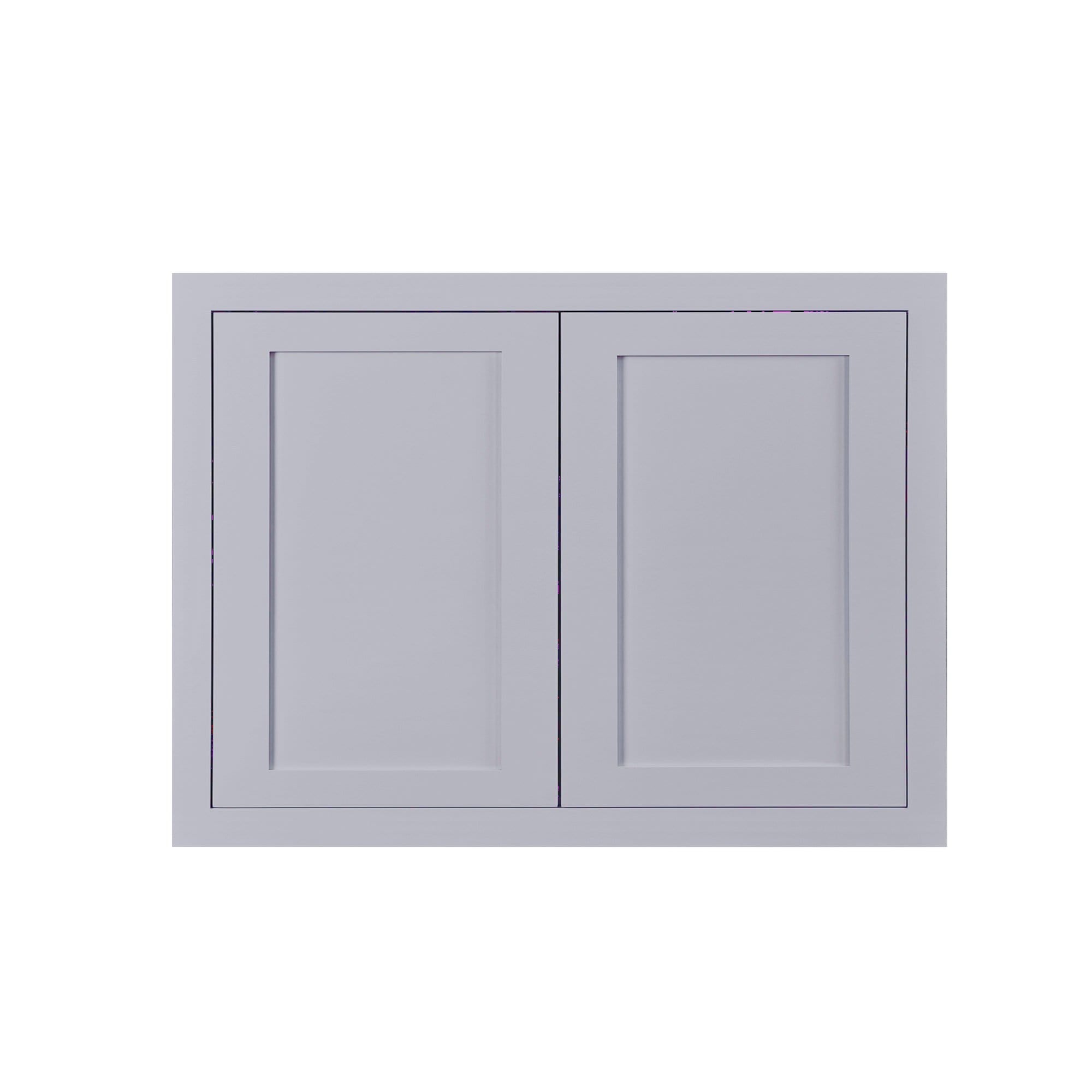 30" Wide Bridge Light Gray Inset Shaker Wall Cabinet - Double Door 24" Tall