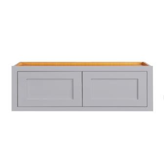 Wall Cabinet 36" Wide 24" Deep Light Gray Inset Shaker Refrigerator Wall Cabinet - Double Door 12" Tall D2W361224 Inset Kitchen Cabinets