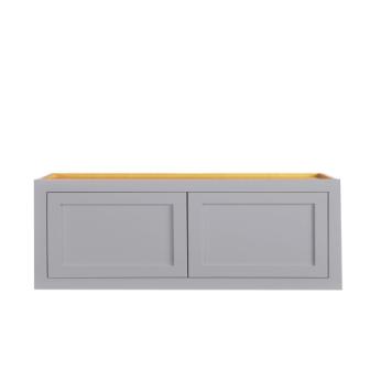 Wall Cabinet 36" Wide 24" Deep Light Gray Inset Shaker Refrigerator Wall Cabinet - Double Door 15" Tall D2W361524 Inset Kitchen Cabinets