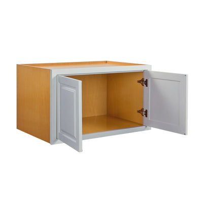 36" Wide 24" Deep Vintage White Inset Raised Panel Refrigerator Wall Cabinet - Double Door