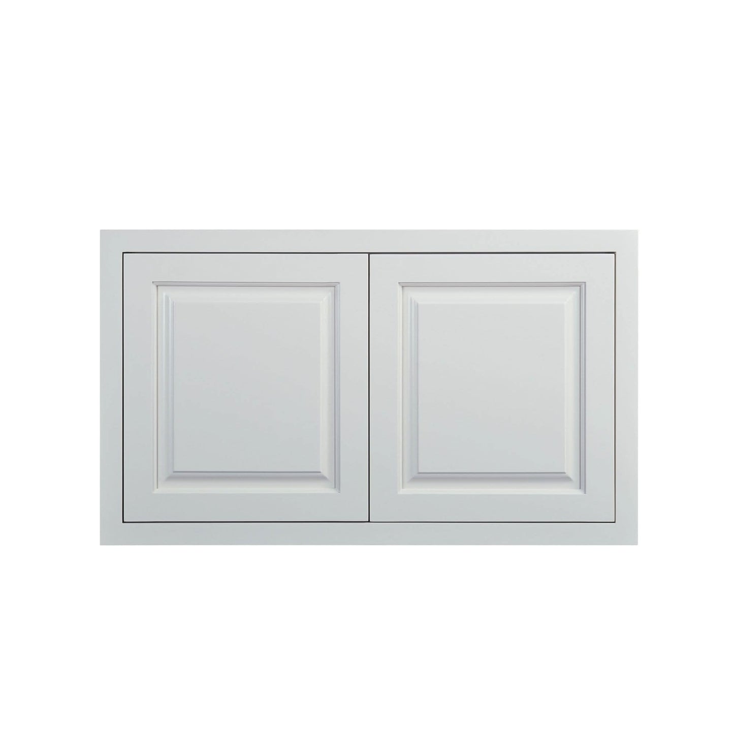 36" Wide 24" Deep Vintage White Inset Raised Panel Refrigerator Wall Cabinet - Double Door