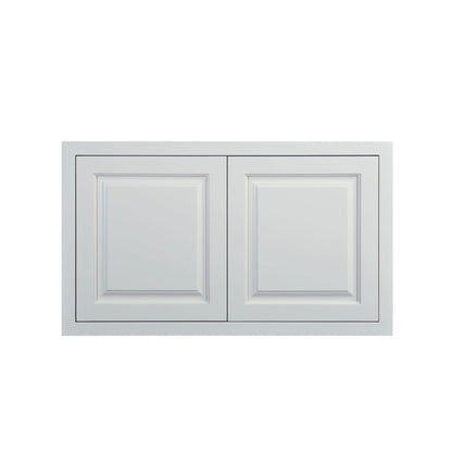 36" Wide 24" Deep Vintage White Inset Raised Panel Refrigerator Wall Cabinet - Double Door