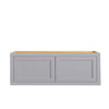 36" Wide Bridge Light Gray Inset Shaker Wall Cabinet - Double Door 15" Tall