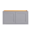 36" Wide Bridge Light Gray Inset Shaker Wall Cabinet - Double Door 21" Tall