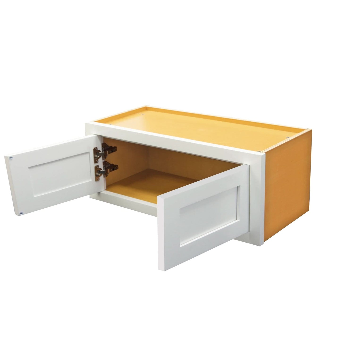 36" Wide Bridge Wall Cabinet - Double Door 12", 15", 18", 21" & 24" Tall Snow White Inset Shaker
