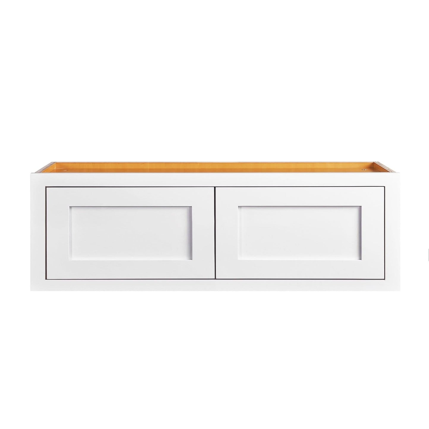 36" Wide Bridge Wall Cabinet - Double Door 12", 15", 18", 21" & 24" Tall Snow White Inset Shaker