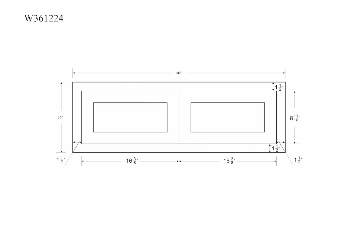 36" Wide Bridge Wall Cabinet - Double Door 12", 15", 18", 21" & 24" Tall Snow White Inset Shaker