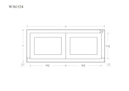 36" Wide Bridge Wall Cabinet - Double Door 12", 15", 18", 21" & 24" Tall Snow White Inset Shaker