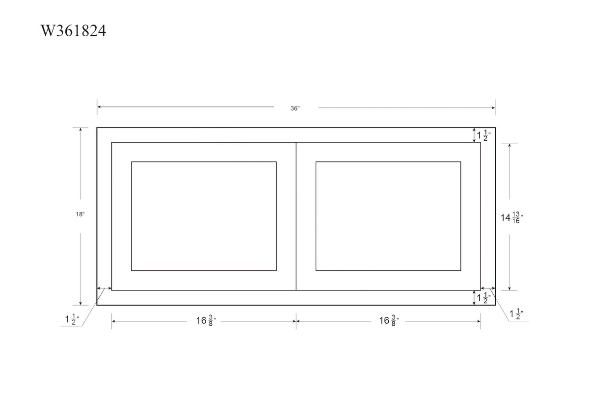 36" Wide Bridge Wall Cabinet - Double Door 12", 15", 18", 21" & 24" Tall Snow White Inset Shaker