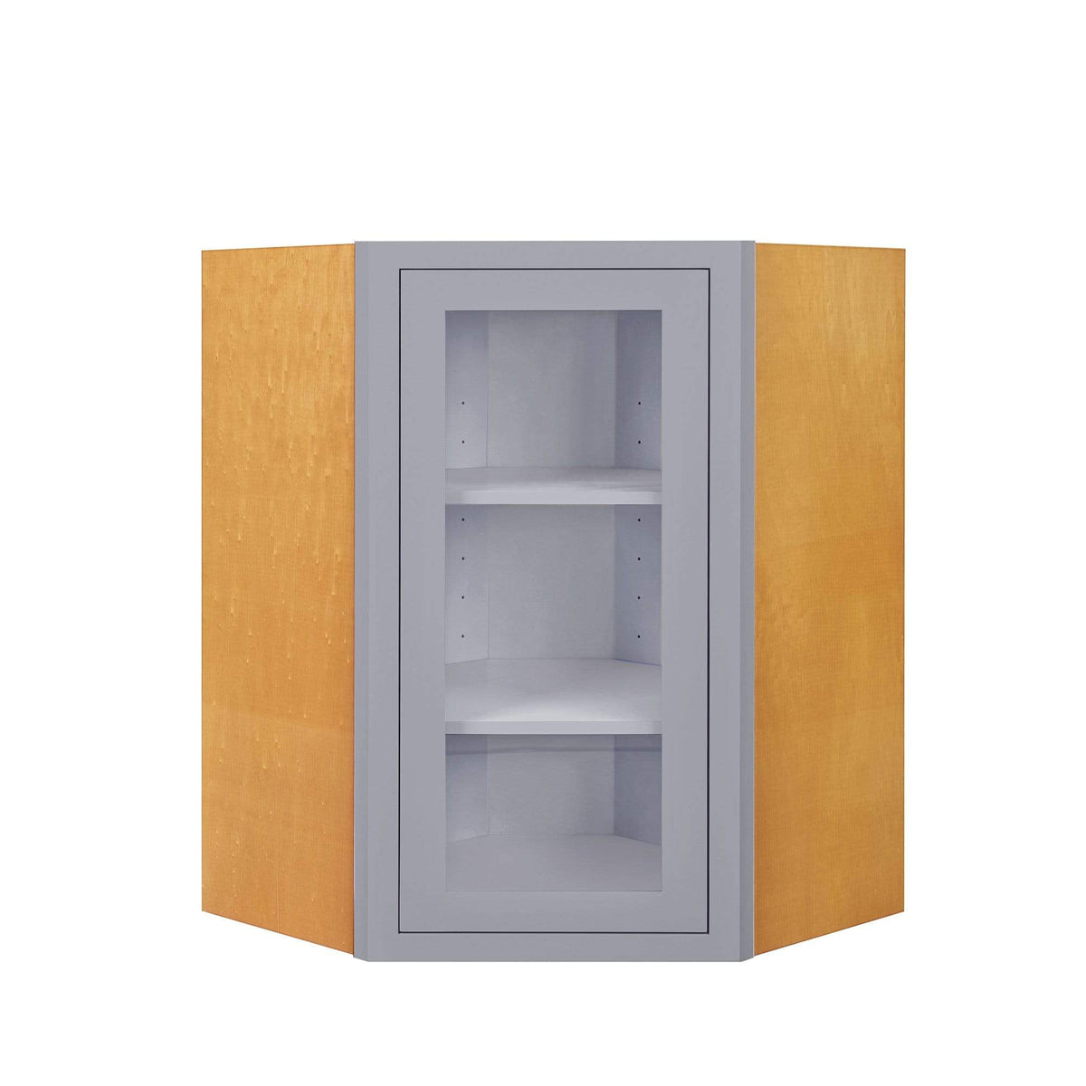 Wall Cabinet Diagonal Corner Light Gray Inset Shaker Wall Cabinet - Single Door Glass 27" Wide x 30" Tall Wide Inset Kitchen Cabinets