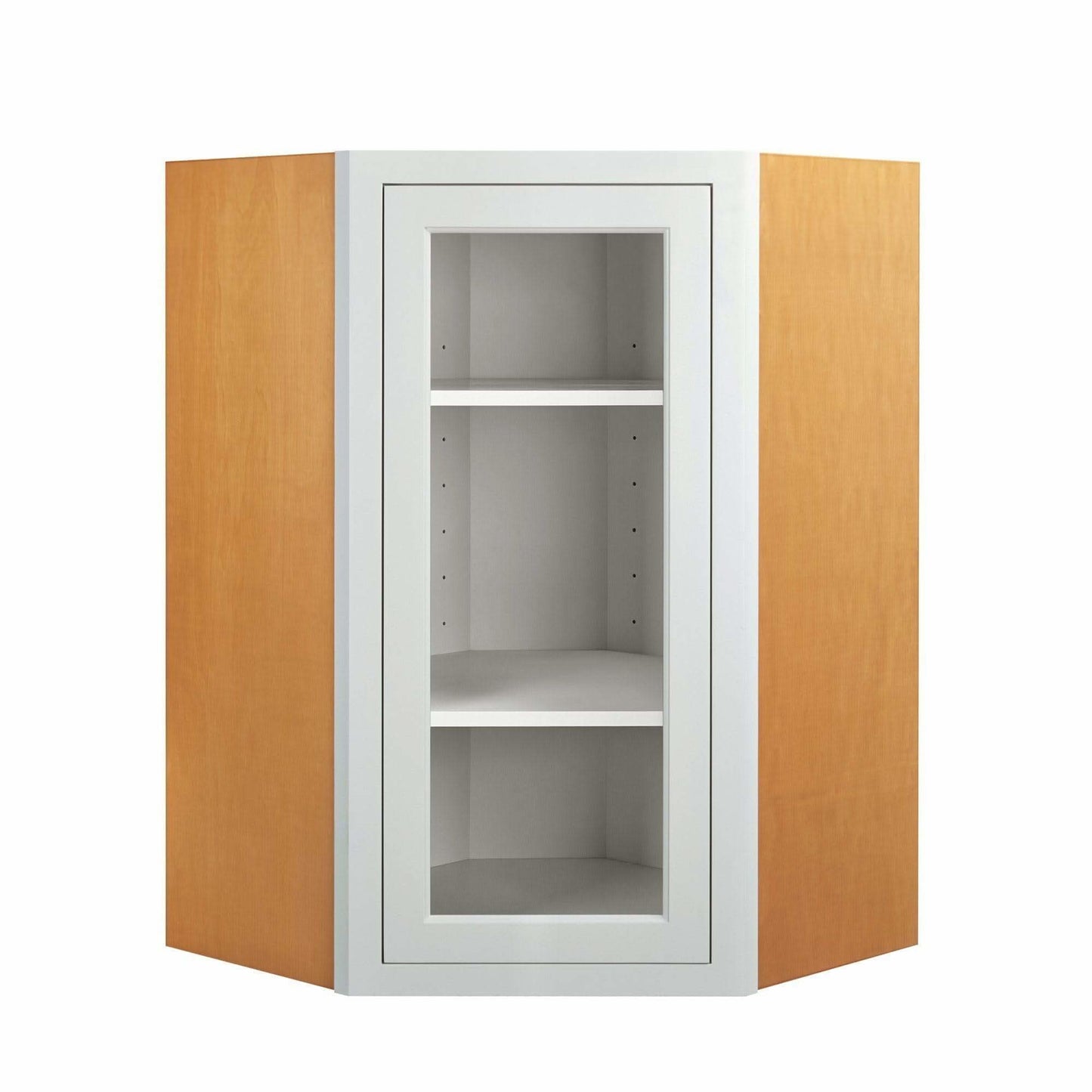 Diagonal Corner Wall Cabinet - Single Door Glass Ready 27" Wide Special Order Inset Shaker