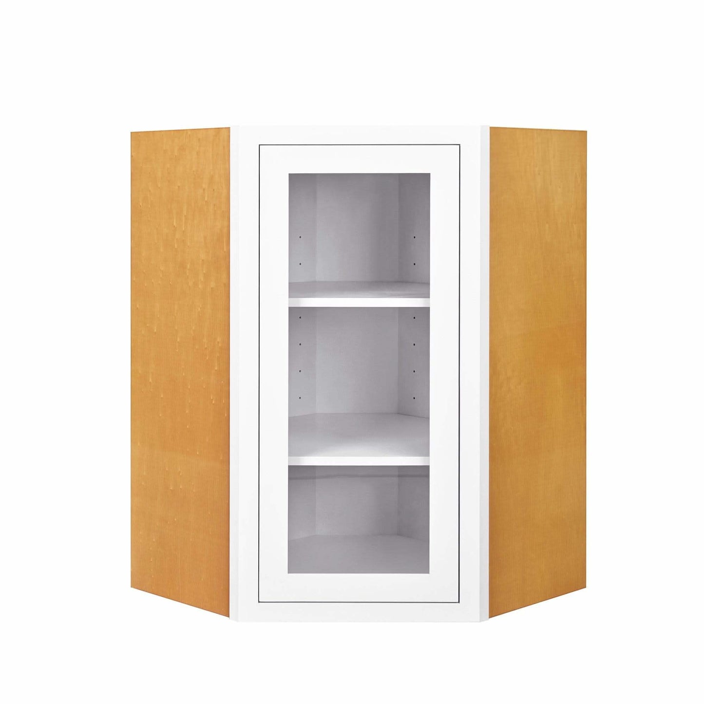 Diagonal Corner Wall Cabinet - Single Door Glass Ready 27" Wide Special Order Inset Shaker
