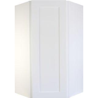 Diagonal Corner White Shaker 1-1/4" Overlay Wall Cabinet 24" Wide by 30", 36" & 42" Tall