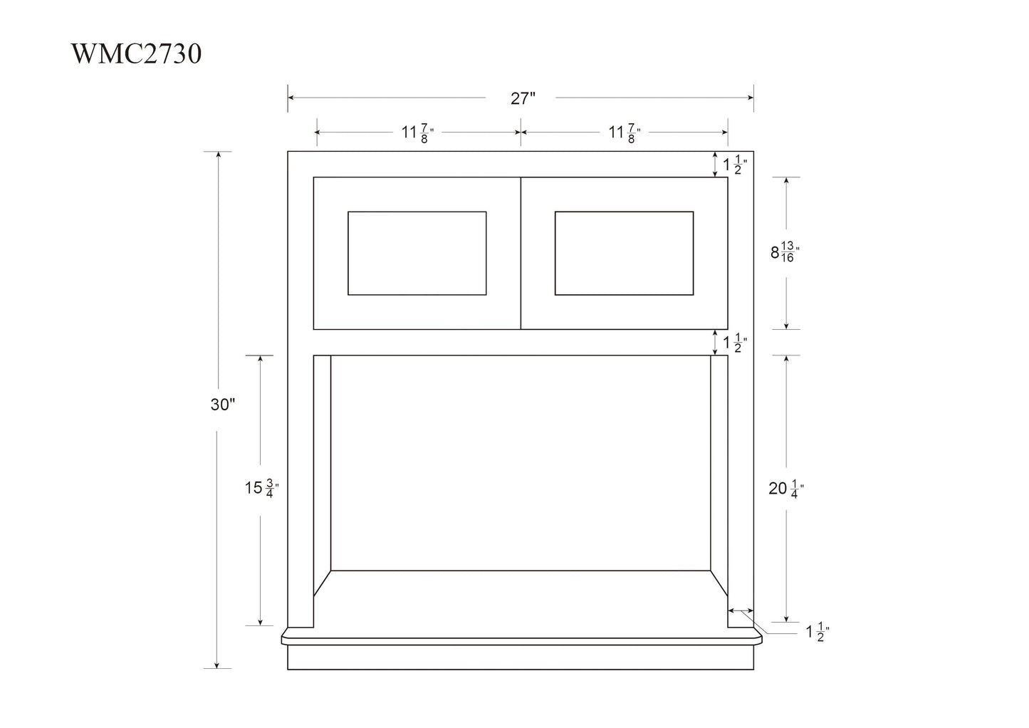 27" Wide Microwave Cabinet Inset Shaker Wall Cabinet 30", 33", 36" & 39" Tall