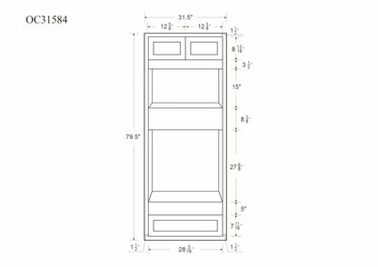 Wall Oven 31.5" Wide 84" & 93" Tall Snow White Inset Shaker Cabinet