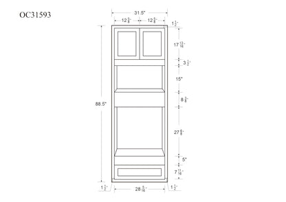 Wall Oven 31.5" Wide 84" & 93" Tall Snow White Inset Shaker Cabinet